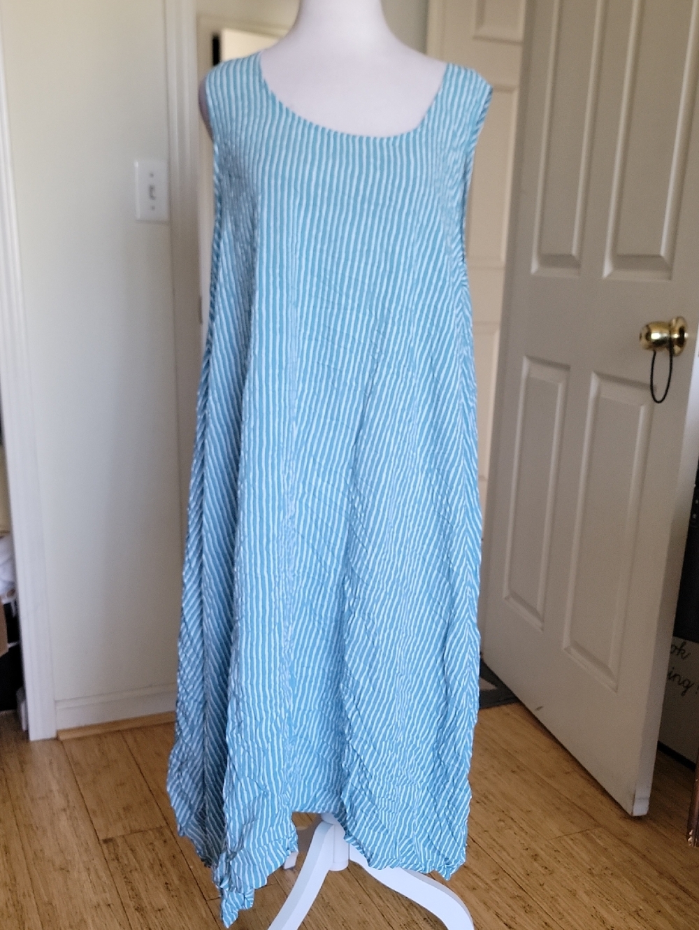 Liv By Habitat Light Blue Striped Sleeveless Maxi Dress